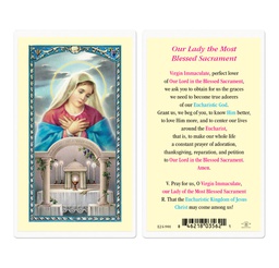 [HI-E24-901] Our Lady of the Blessed Sacrament Laminated Holy Card