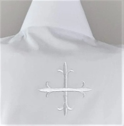 [AMICE-FW-WHITECR] Front Wrap Amice with Ties - White Cross