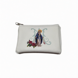[YBS-OLGRP-WHITE] Our Lady of Grace Zipper Rosary Pouch - White