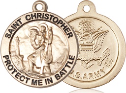 [1174KT2] 14kt Gold Saint Christopher Army Medal