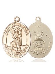 [1177KT1] 14kt Gold Saint Christopher Air Force Medal