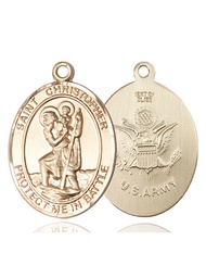 [1177KT2] 14kt Gold Saint Christopher Army Medal