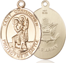 [1177KT2] 14kt Gold Saint Christopher Army Medal