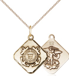 [1180GF3/18GF] 14kt Gold Filled Coast Guard Diamond Pendant on a 18 inch Gold Filled Light Curb chain