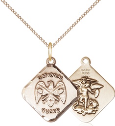 [1180GF5/18GF] 14kt Gold Filled National Guard Diamond Pendant on a 18 inch Gold Filled Light Curb chain