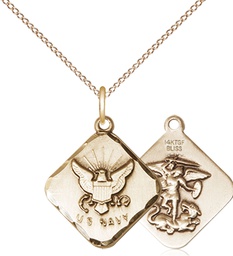 [1180GF6/18GF] 14kt Gold Filled Navy Diamond Pendant on a 18 inch Gold Filled Light Curb chain