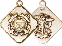 [1180KT3] 14kt Gold Coast Guard Diamond Medal