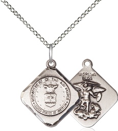 [1180SS1/18SS] Sterling Silver Air Force Diamond Pendant on a 18 inch Sterling Silver Light Curb chain