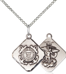[1180SS3/18SS] Sterling Silver Coast Guard Diamond Pendant on a 18 inch Sterling Silver Light Curb chain