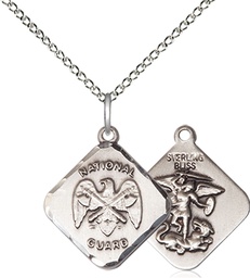 [1180SS5/18SS] Sterling Silver National Guard Diamond Pendant on a 18 inch Sterling Silver Light Curb chain