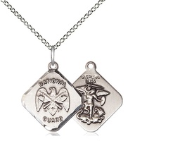 [1180SS5/18SS] Sterling Silver National Guard Diamond Pendant on a 18 inch Sterling Silver Light Curb chain