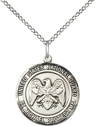 [1185SS5/18SS] Sterling Silver National Guard St Michael Pendant on a 18 inch Sterling Silver Light Curb chain