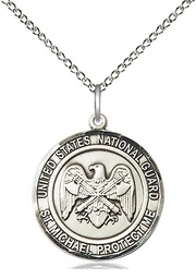 [1185SS5/18SS] Sterling Silver National Guard St Michael Pendant on a 18 inch Sterling Silver Light Curb chain