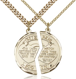 [2012GF3/24G/18G] 14kt Gold Filled Miz Pah Coin Set Coast Guard Pendant on a 18 inch Gold Plate Light Curb chain