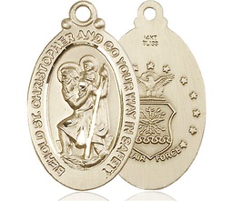 [4145KT1] 14kt Gold Saint Christopher Air Force Medal