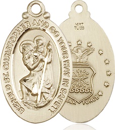 [4145KT1] 14kt Gold Saint Christopher Air Force Medal