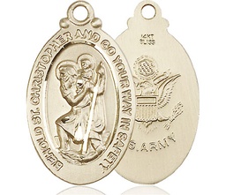 [4145KT2] 14kt Gold Saint Christopher Army Medal