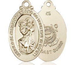 [4145KT3] 14kt Gold Saint Christopher Coast Guard Medal