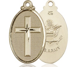 [4145YKT2] 14kt Gold Cross Army Medal