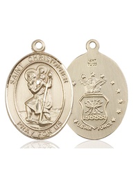 [7022KT1] 14kt Gold Saint Christopher Air Force Medal