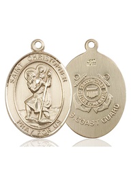 [7022KT3] 14kt Gold Saint Christopher Coast Guard Medal
