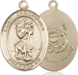 [7022KT3] 14kt Gold Saint Christopher Coast Guard Medal
