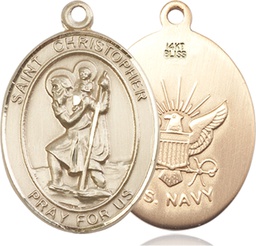[7022KT6] 14kt Gold Saint Christopher Navy Medal