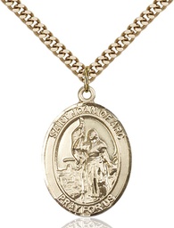 [7053GF3/24G] 14kt Gold Filled Saint Joan of Arc  Coast Guard Pendant on a 24 inch Gold Plate Heavy Curb chain
