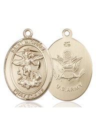 [7076KT2] 14kt Gold Saint Michael Army Medal