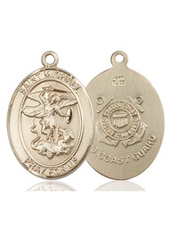 [7076KT3] 14kt Gold Saint Michael Coast Guard Medal