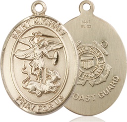 [7076KT3] 14kt Gold Saint Michael Coast Guard Medal