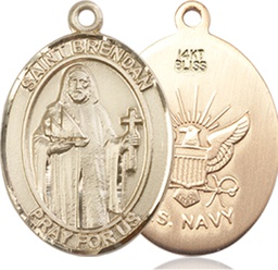 [8018KT6] 14kt Gold Saint Brendan Navy Medal