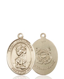[8022KT3] 14kt Gold Saint Christopher Coast Guard Medal