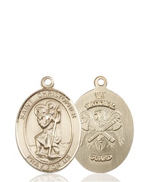 [8022KT5] 14kt Gold Saint Christopher National Guard Medal