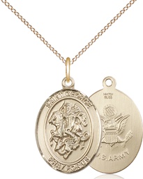 [8040GF2/18GF] 14kt Gold Filled Saint George Army Pendant on a 18 inch Gold Filled Light Curb chain