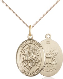 [8040GF6/18GF] 14kt Gold Filled Saint George Navy Pendant on a 18 inch Gold Filled Light Curb chain