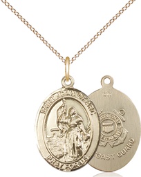 [8053GF3/18GF] 14kt Gold Filled Saint Joan of Arc  Coast Guard Pendant on a 18 inch Gold Filled Light Curb chain