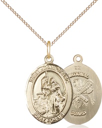 [8053GF5/18GF] 14kt Gold Filled Saint Joan of Arc National Guard Pendant on a 18 inch Gold Filled Light Curb chain