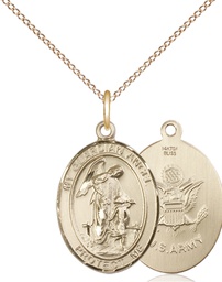 [8118GF2/18GF] 14kt Gold Filled Guardian Angel Army Pendant on a 18 inch Gold Filled Light Curb chain