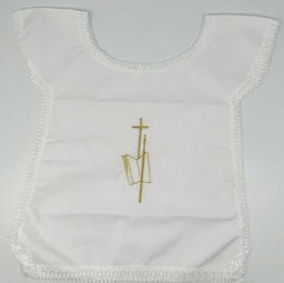 [E32-Bapt-LG] Baptismal Garment with LARGE Head Hole-Cross/Book