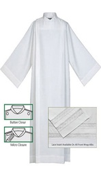 White 100% Polyester Front Wrap Alb