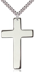 [5735SS/24S] Sterling Silver Cross Pendant on a 24 inch Light Rhodium Heavy Curb chain