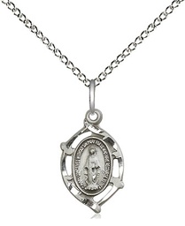 [4152MSS/18SS] Sterling Silver Miraculous Pendant on a 18 inch Sterling Silver Light Curb chain