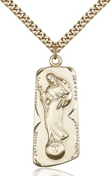 [4162GF/24G] 14kt Gold Filled Our Lady of Mental Peace Pendant on a 24 inch Gold Plate Heavy Curb chain