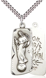 [4162SS/24S] Sterling Silver Our Lady of Mental Peace Pendant on a 24 inch Light Rhodium Heavy Curb chain