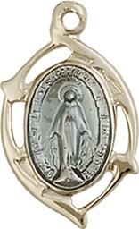 [4258MKT] 14kt Gold Miraculous Leaf Medal