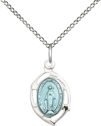 [4258MSS/18SS] Sterling Silver Miraculous Leaf Pendant on a 18 inch Sterling Silver Light Curb chain