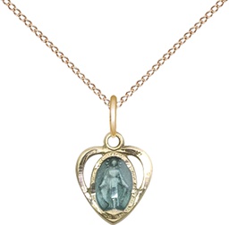 [5401EGF/18GF] 14kt Gold Filled Miraculous Heart w/Epoxy Pendant on a 18 inch Gold Filled Light Curb chain