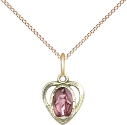 [5401EPGF/18GF] 14kt Gold Filled Miraculous Heart w/Epoxy Pendant on a 18 inch Gold Filled Light Curb chain