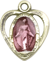[5401EPKT] 14kt Gold Miraculous Heart w/Epoxy Medal